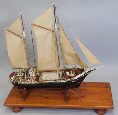 A scale model of the two masted ship The Penguin