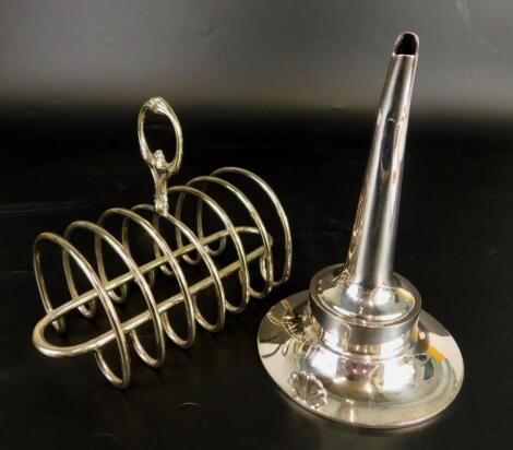 A silver plated wine funnel