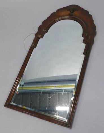 A walnut wall mirror in mid 18thC style