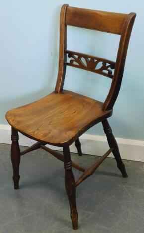 A 19thC Oxford type beech and elm side chair