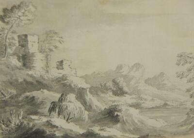 William Gilpin (1724-1804). A castle in a rocky landscape