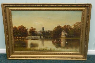 J Lewis (19thC). River scene with figure in a rowing boat - 2