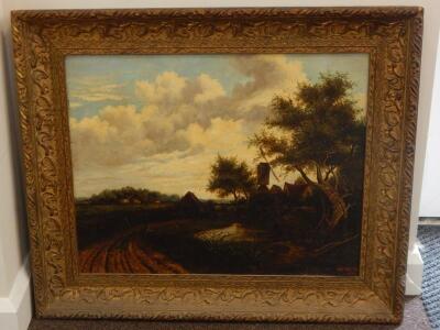 Alfred Edward Pearce? (19thC). River landscape with windmill - 2