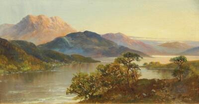 W Richards (19thC). Highland lake scene