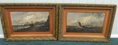 19thC British School. Seascapes with masted ships - 3