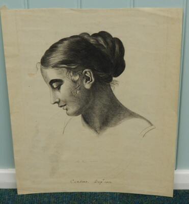 Coudour (19thC). Head and shoulders study of a woman - 2