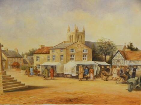 B Cooper (20thC). Village market