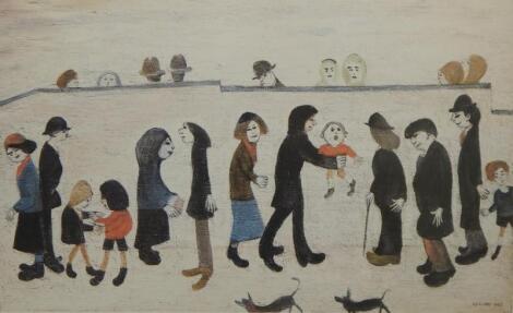 ‡Laurence Stephen Lowry (1887-1976). Man holding child