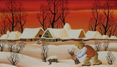 20thC Continental School. Snow scene