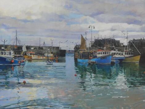 Ivan Lapper. Dusk Newquay harbour