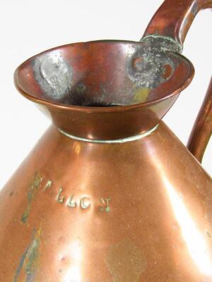 A graduated harlequin set of nine copper harvest jugs - 2