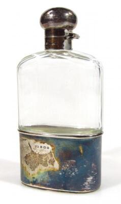 A George V silver and glass hip flask