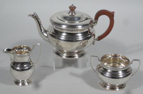 A George VI silver three piece tea set