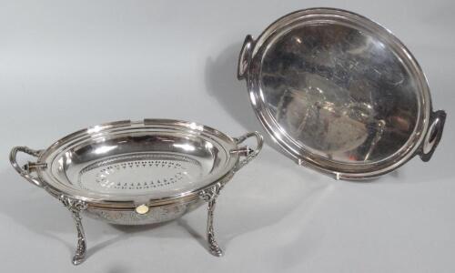 An Edwardian silver plated oval food warmer