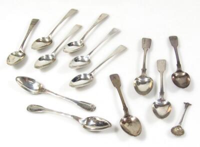 Various silver white metal teaspoons