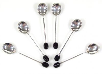 A set of George VI silver coffee bean spoons