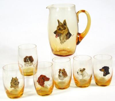 A mid-20thC retro amber glass lemonade set