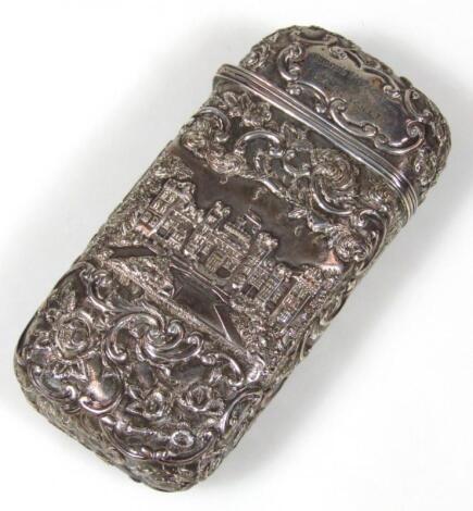 A Victorian silver castle top style spectacles case