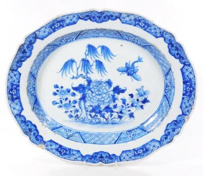 A 18thC Chinese porcelain blue and white export meat platter