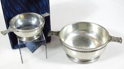 A Scottish pewter Highland Arts & Crafts style quaich - 5