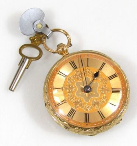 An 18ct open faced gold pocket watch.