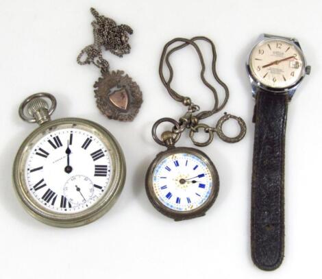 A late 19thC/early 20thC Continental ladies open face fob watch