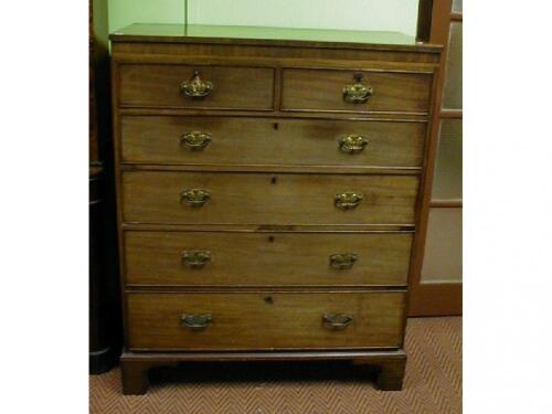 A 19thC mahogany and cross banded chest of two short and four long graduated