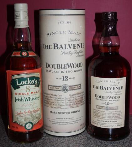 A bottle of Balvenie double wood 12 year old single malt whisky