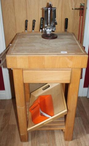 A modern light wood butcher's block