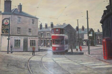 S Conray. The White Horse With Tram