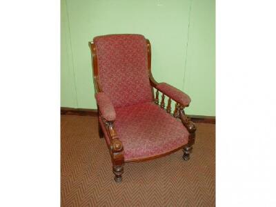 An early Victorian mahogany open armchair with galleried arms