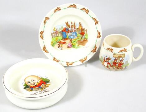 A Royal Doulton Bunnykins cup and saucer