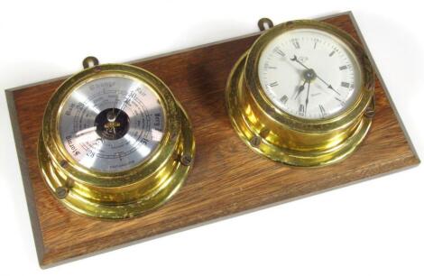 A 20thC wall hanging Weathermaster barometer and clock group