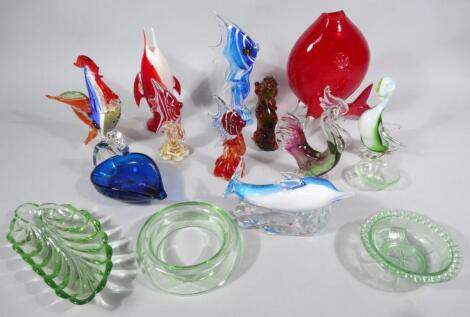 Various Murano style and other glassware