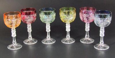 A set of six mid 20thC Czechoslovakian hock glasses