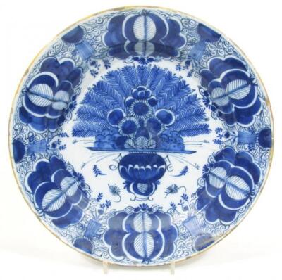 An 18thC blue and white Dutch Delft plate