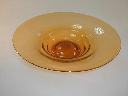 A Whitefriars amber glass shallow dish