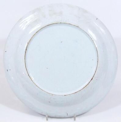 An 18thC blue and white tin glazed earthenware charger - 2