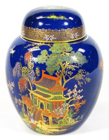 A 20thC Carltonware Bleu Royale Mikado ginger jar and cover