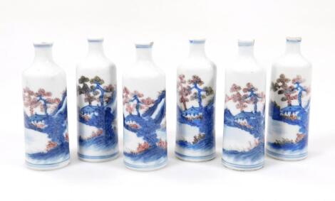 A set of six Chinese porcelain snuff bottles