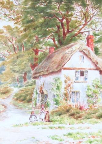 J F V (19thC/20thC). Cottage with figures