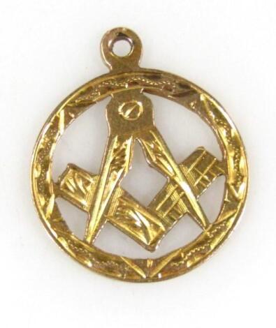 A 9ct gold Masonic watch charm