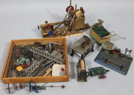 Various mid 20thC Meccano part built scratch built and other pieces