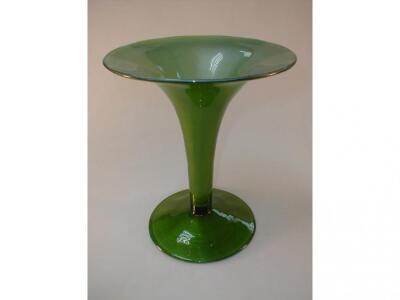 An Art glass green cased glass vase