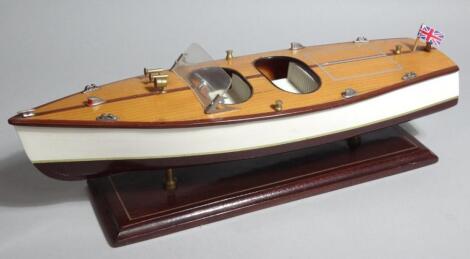 A 20thC wooden model of a speed boat