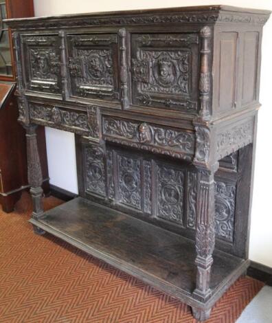 A 17thC and later oak court cupboard