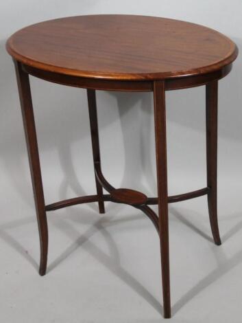 An Edwardian mahogany and boxwood strung occasional table