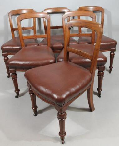 A set of six late Victorian mahogany dining chairs