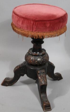 A late 19thC/early 20thC stained piano stool