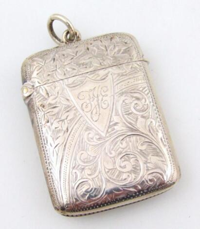 A late Victorian silver vesta case